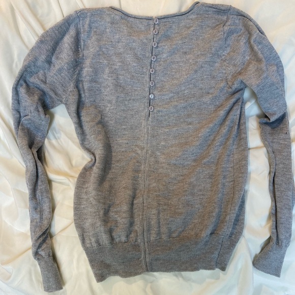 Gray sweater with button detail on back - Picture 2 of 3